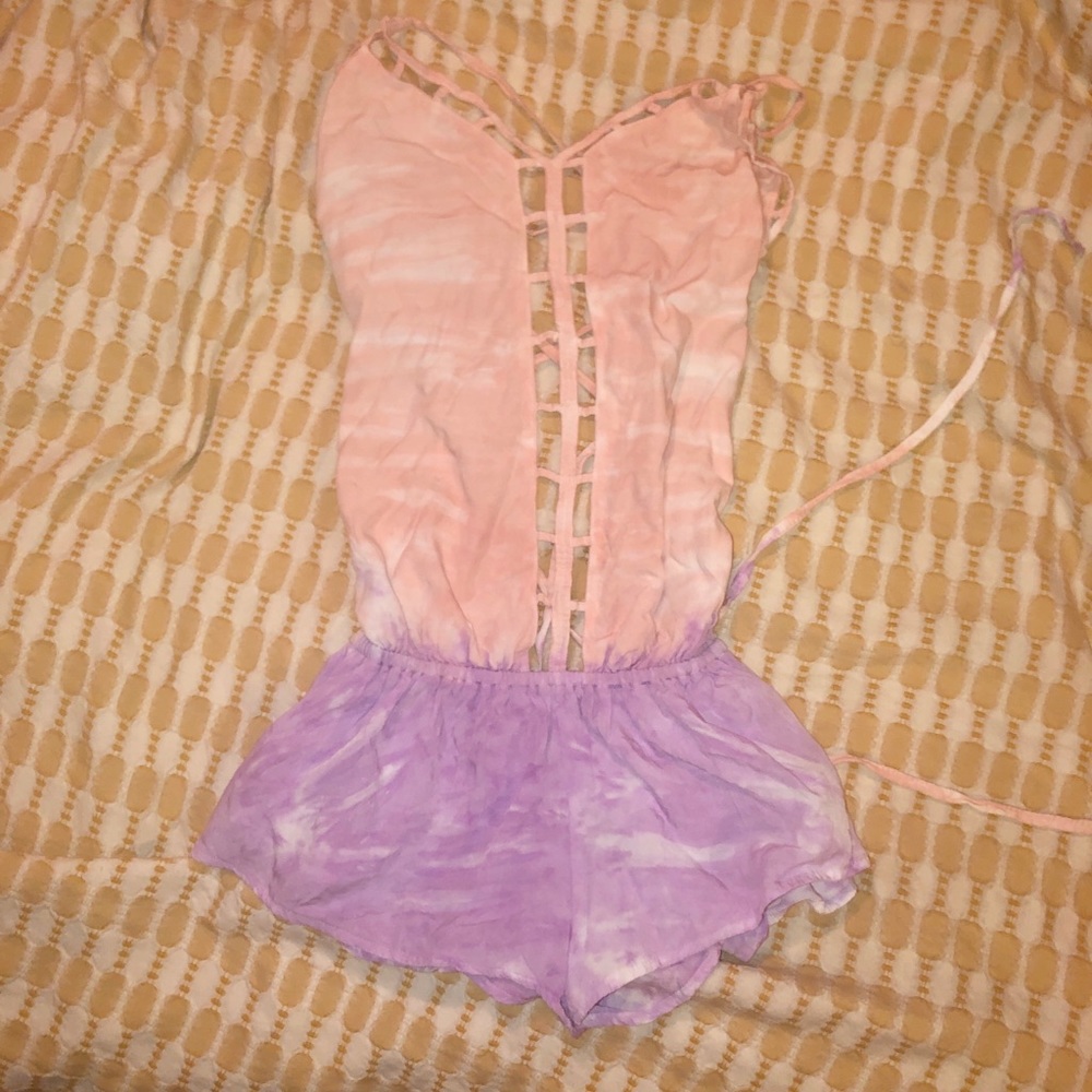 Bundle 3 fir $15 beach cover romper tiedye lace up